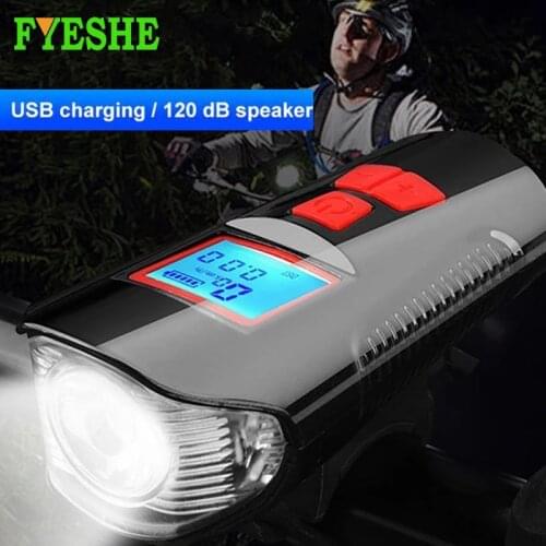 Bike Lights Bicycle LED Light with Computer LCD Screen Wire Speedometer High Quality Cycling Headlight Horn Lamp