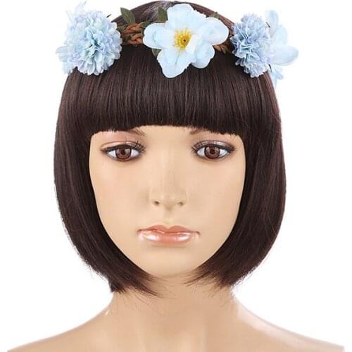 Chrysanthemum Flower Wreath Hairband Wedding Bridal Headdress Hair Accessories Wedding Crown Garlands Girls Headband