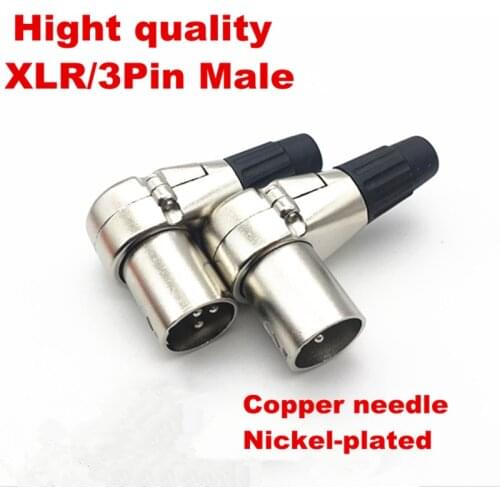 High quality welding Audio 3Pin XLR Adapter Female/Male 90 Degree L Type 3-cole Copper needle right-Angle Microphone Connector