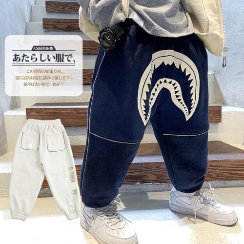 Japanese 2021 spring fashion childrens cartoon printed casual Leggings boys' reflective line sports pants