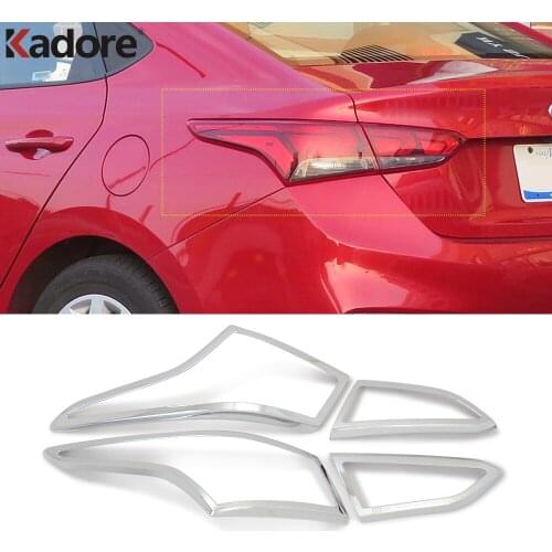 Rear Light Lamp Cover Trim For Hyundai Verna Solaris Accent 2018 2019 2020 5th Ge Chrome Taillight Trims Sticker Car Accessories