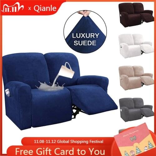 Suede Recliner Chair Cover All-inclusive Sofa Couch Slipcover Elastic Armchair Cover 1/2 Seater Recliner Slipcovers Home Decor