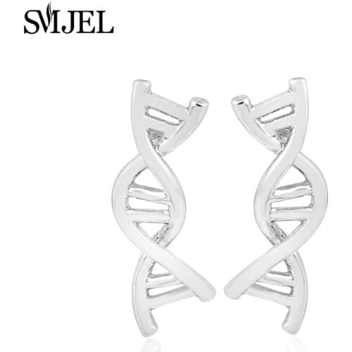 SMJEL Fashion Double Helix Stud Earrings Women Cute DNA Earring pendientes brinco Biology Science Themed Jewelry Geeky Gift S160