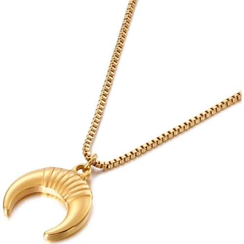 Fashion Vintage Moon Women Necklace Color Color Rose Gold Stainless Steel Trendy Simple Jewelry Neckalce