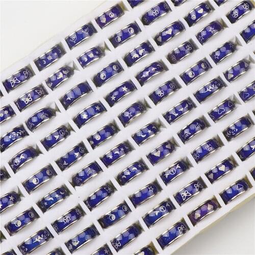 10pcs/lot Fashion Change Color Mood Temperature Copper Heart Love Rings For Women Men Emotion Feeling Jewelry