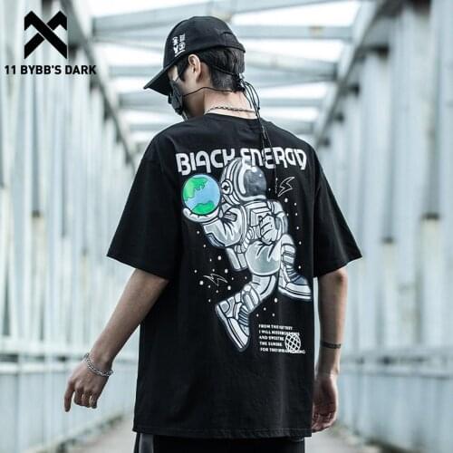 11 BYBBS DARK Astronaut Print Hip Hop T-Shirt Mens 2021SS Summer Harajuku Tshirts Cotton Loose Short Sleeve Shirts Streetwear