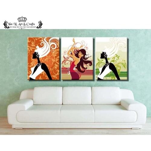3 pcs Modern Oil Painting on Canvas painting on the Wall Hand painted painting by numbers cuadros decoracion - fashion girl
