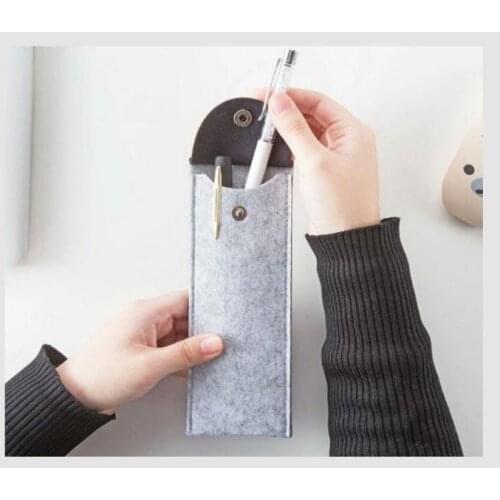 300pcs Portable Grey Black Felt Mini Buttons Capacity Pen Pencil Bag Sundries Glasses Storage Bag Organizer Case SN1948