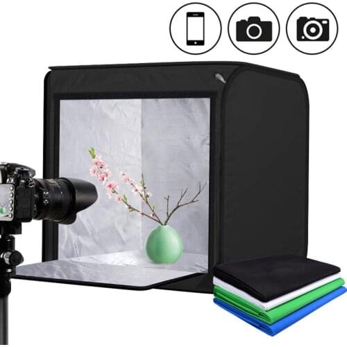 60*60cm 24inch Photo Studio Light Box Tent Softbox Dimmable LED Cube Tabletop Light Shooting Tent With 4 Color Cotton Backdrops