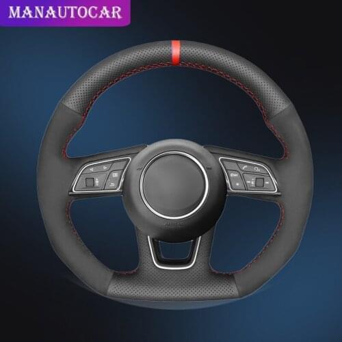 Car Braid On The Steering Wheel Cover for Audi A3 (8V) A4 (B9) Avant A5 (F5) A1 (8X) Sportback Q2 2016-2019 Auto Wheel Covers