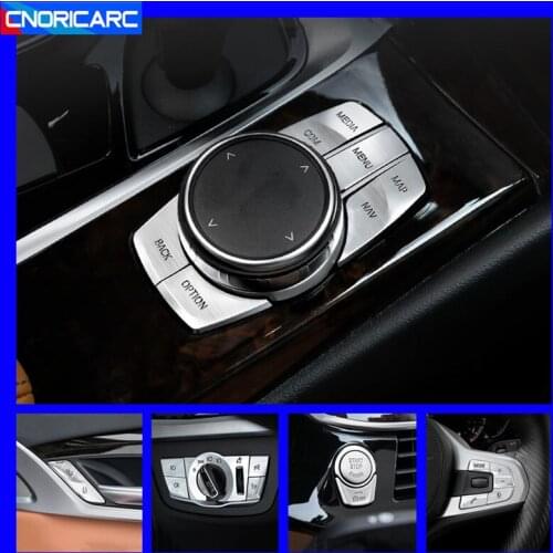 Car Multimedia Buttons Steering Wheel Buttons Cover Trim For BMW 5 Series G30 G38 Car Door Unlock Stickers Interior Accessories