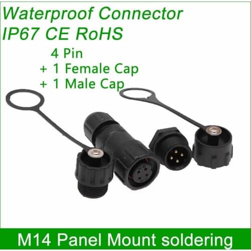 Free Shipping Wholesale 100 Units M14 Waterproof Connector Wire Male Female Plug IP67 LED Outdoor Display Socket Panel Mount