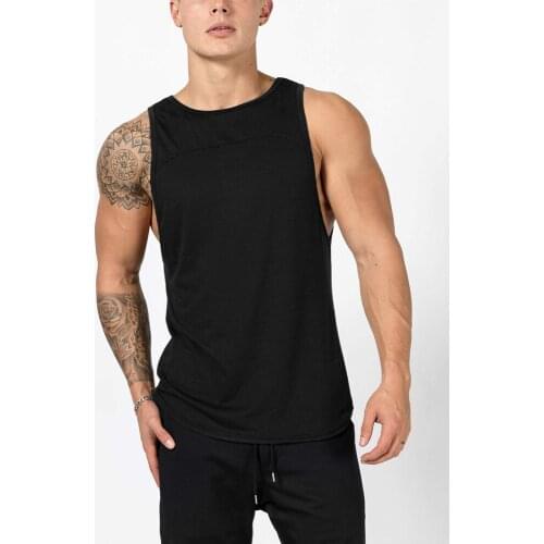 Muscleguys Brand Plain Gyms Clothing Fitness Mens Tank Top Sporting Vest Bodybuilding Stringer Cotton Patchwork Undershirt