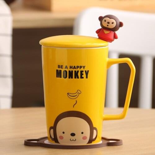 Water Cup Coffee Cups 1PC Novelty Cup Personality Milk Juice Lemon Mug Coffee Tea 350ml Cartoon Animals Design Kitty Monkey Dog