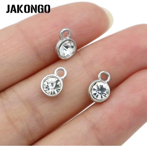 JAKONGO 10pcs Silver Plated Crystal Stone Charms Pendants for Jewelry Making Bracelet Accessories DIY Handmade 9x6mm