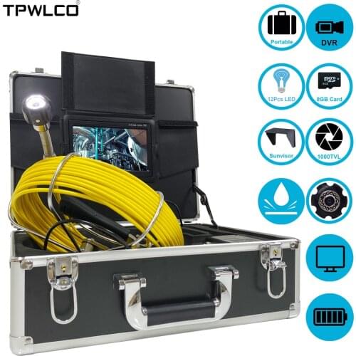 7inch LCD Sewer Drain Pipeline Endoscope Camera with DVR Function Professional Pipe Sewer Inspection Tools
