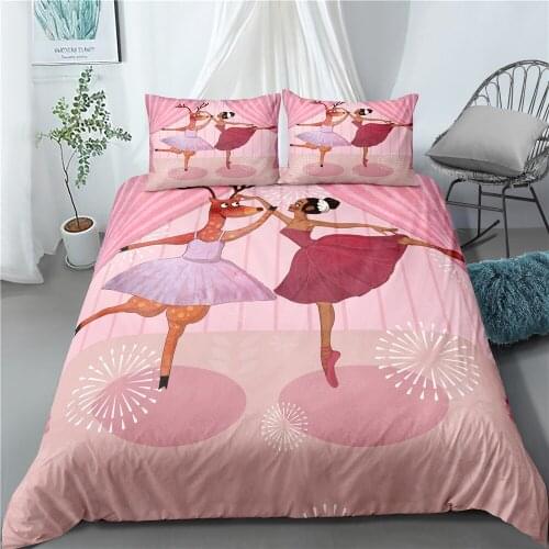 3d Dancing African Girl Duvet Cover Sets Cartoon Pink Bedding Set With Pillowcase Cute Bed Linen For Girls Kids Dropshipping