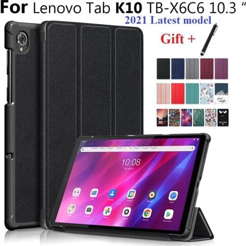 For Lenovo K10 TB-X6C6F/ TB-X6C6X/ TB-X6C6NBF Tablet PC Protective Cover Case Cover thri-fold Flip Leather Case Caqa with Stylus