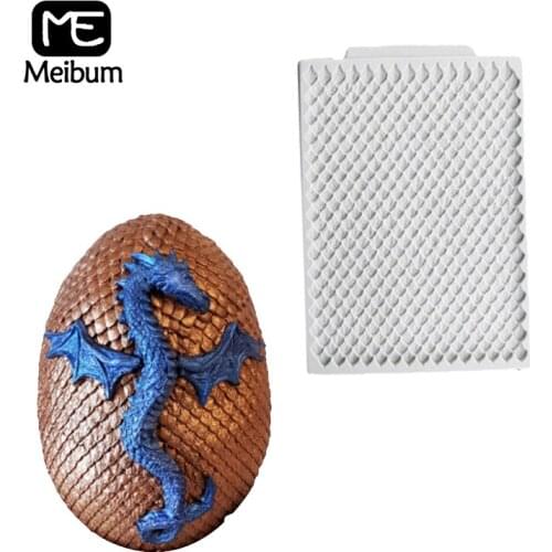 Meibum Dragon Scales Fondant Cake Mold Children Birthday Dinosaur Skin Pattern Gum Paste Sugar Craft Decorating Silicone Mould