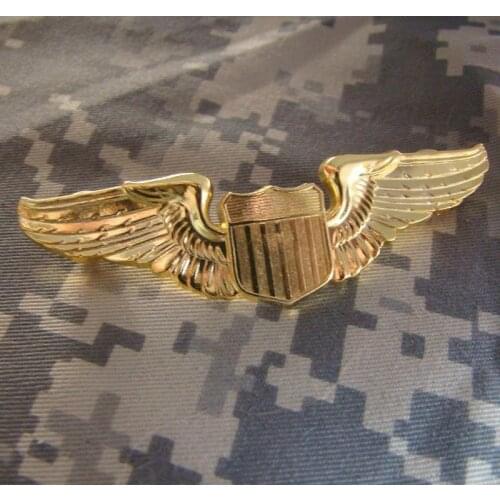 WWII WW2 US ARMY AIR FORCE PILOT WINGS USAF AVIATOR METAL BADGE PIN INSIGNIA