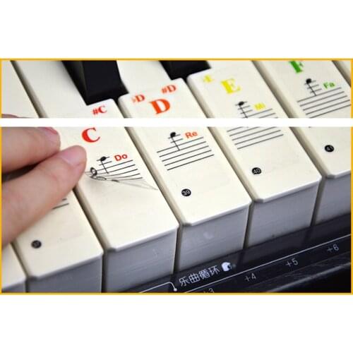 Piano Keyboard Stickers for 37/54/61/88 Colorful Learning Practice Note