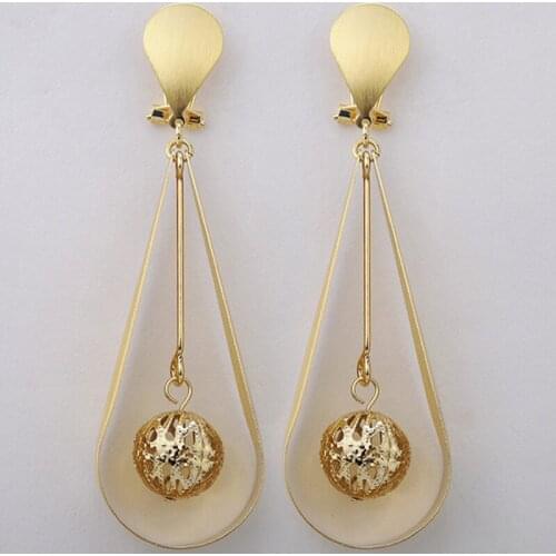 Nigerian Wedding African Beads Jewelry Sets Fashion Dubai Pure gold -color Long Drop Dangle EarringsWholesale Costume Design