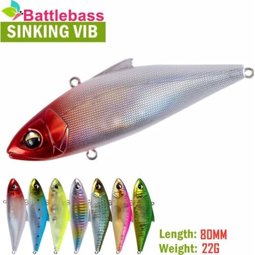 BATTLEBASS 2021 NEW 1PC Lure 80mm 21g 5Color Vibration Sinking Hard VIB Fishing Lure Jerk Bait