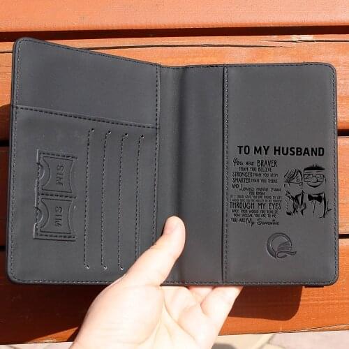 TO MY Husband Free Engraving PU Leather Passport cover Wallet Customized Gifts for men Birthday Christmas Day Drop Shipping