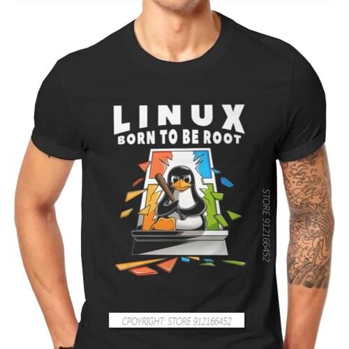 Linux Operating System Tux Penguin Man TShirt Window Crash Root Illustration Fashion T Shirt Graphic Sweatshirts New Trend Tees