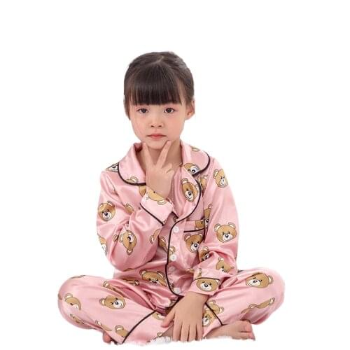 Fashion Spring Autumn Baby Boys Girls Sleepwear New Children Cartoon Casual Shirt Pants 2Pcs/sets Toddler Homewear Kids Pajamas