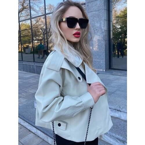 Hot Sale New Arrival Winter Autumn Womens Leather Wallet Coat Women Veste Cuir Simple Style