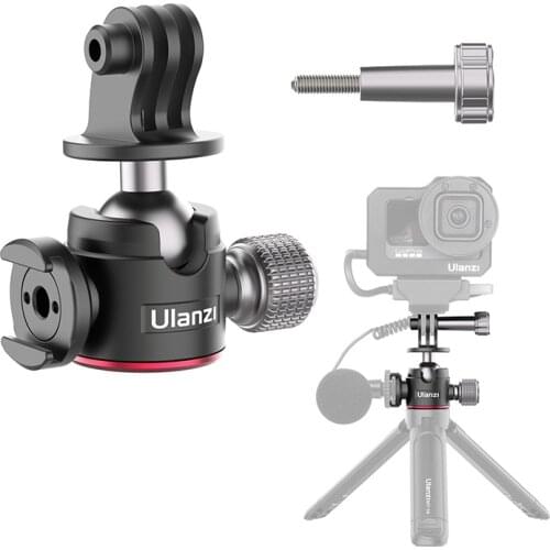 Ulanzi U-130 Action Camera Ballhead with Cold Shoe for Mic Adjustable Tripod Ballhead for Gopro 9 8 7 EKEN Sjam Yi Accessories