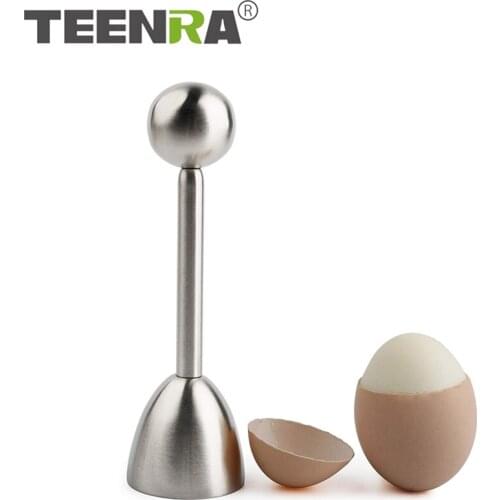 TEENRA Stainless Steel Boiled Egg Topper Shell Cutter Knocker Egg Cracker Separator Egg Opener