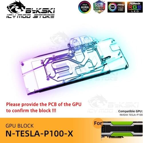 Bykski Video Cards Water Block for NVIDIA Tesla P100 VGA Blocks A-RGB Liquid Cooling Heatsink PC Water Cooler N-TESLA-P100-X