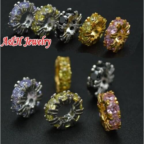 High Quality Zircon Beads Inset Alloy Spacer Beads No Fade Color For Luxury Jewelry Making Materials 20pc/lot