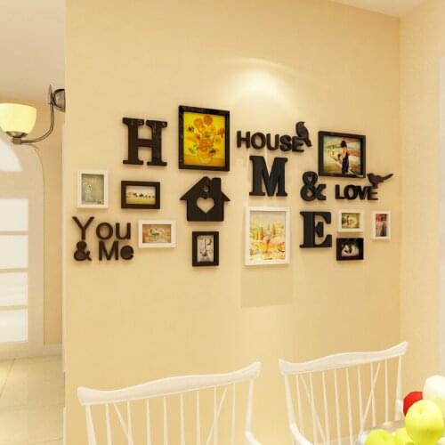 WS54 Warm photo frame combination 3D stereoscopic wall sticker family photo wall decoration living room sofa sticker