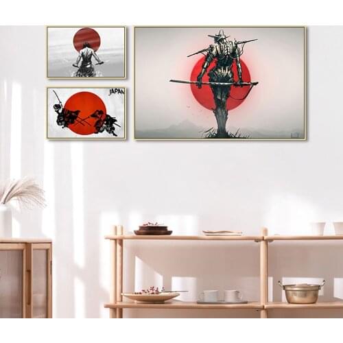 Japanese Samurai Picture Decoration Mural Color Poster Canvas Painting and Living Room Wall Art Prints for Modern Home Decor