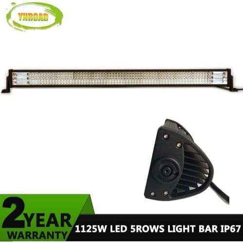 YNROAD 1125w 52inch Tri-Row+5rows Led Light Bar work light Driving Offroad Light combo for fishing truck boat 4WD SUV ATV