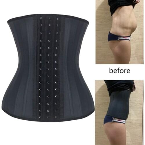 01Latex Waist Trainer Corset Belly Slim Belt Body Shaper Modeling Strap 25 Steel Boned Waist Cincher fajas colombianas