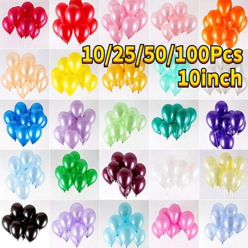 10/25/50/100Pcs 10inch Pearl Latex Balloons Happy Birthday Party Wedding Christmas Decorate Helium Balloon Kids Air Balls Globe