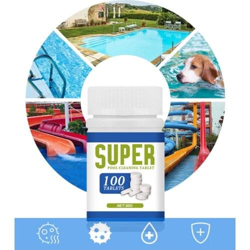 100PCS Swimming Pool Cleaning Effervescent Chlorine Tablets Multifunctional Pool for SPA Hot Tub Aquarium Cleaning Tool HOT SELL