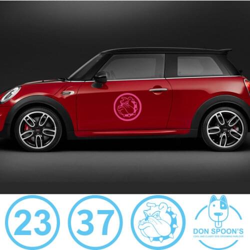 2pcs Car Door Side Number 23 37 Bulldog Sticker Decals Exter Modification For MINI Cooper One S F54 F55 F56 F60 R55 R56 R60 R61