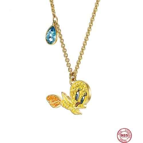2020 Fashion Charm Pure 925 Silver Original 1:1 Copy, Childhood Time Canary Wild Pendant Necklace Female Luxury Jewelry Gifts