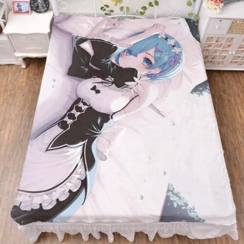 2020-Jan update Anime Re Zero kara Hajimeru Isekai Seikatsu Rem Ram sexy girl bed sheet & flannel blanket summer quilt 150x200cm