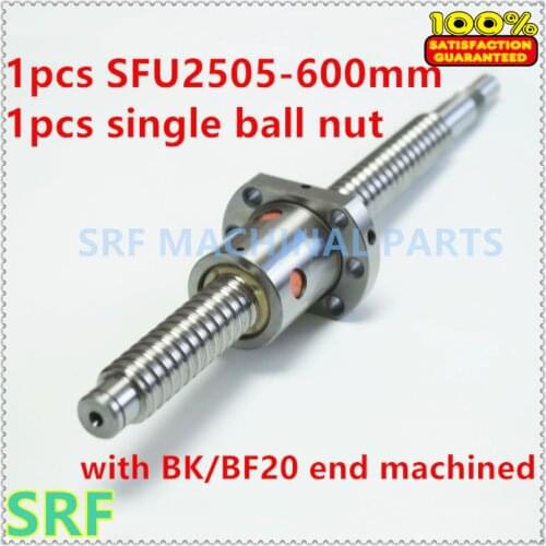 25mm Linear Rolled Guide Ballscrew RM2505 Rolled ballscrew L=600mm with SFU2505 ball nut with BK/BF20 end processing CNC