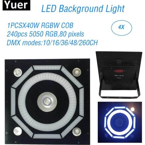 4Pcs/Lot 40W RGBW COB 240pcs 5050 RGB and 80 pixels Halo Background Lights Dj Disco Light Club LED Sound Party Stage Light