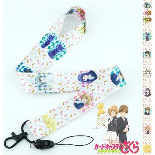 Anime Card Captor Sakura Neck Strap Lanyards Cell Phone Rope Strap Clip Charm Cords Lariat Keychain Pendant Cute Cosplay Gift