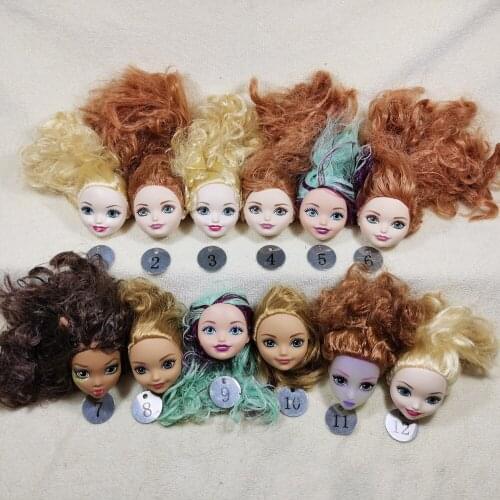 B21-7 Original Foreign Trade Animation BIG Round face Beauty 1/6 OOAK NUDE Doll Head Mussed Hair for DIY