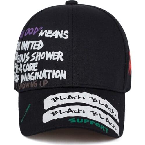 New fashion outdoor baseball cap fashion black printing dad hat 100%cotton sports leisure sun hat adjustable golf sunhats