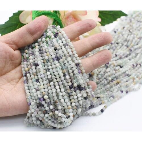 2 Strands 2-4mm Natural Faceted colorfull Fluorite Round stone beads For DIY Bracelet Necklace Jewelry Making Strand 15"